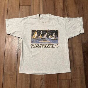 Vintage grey 90s Florida sailboat graphic t‎ shirt